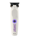 White grooming tool with purple logo on a white background