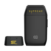 Black Supreme Trimmer with digital display on a white background