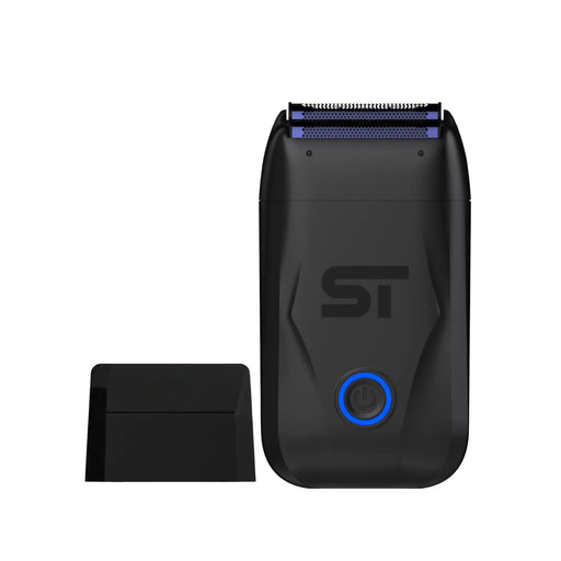 Supreme Trimmer Black shaver with shaver cap and a blue power button indicator on a white background