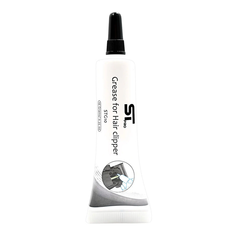 Tube of grease for hair clippers with ST logo on a white background