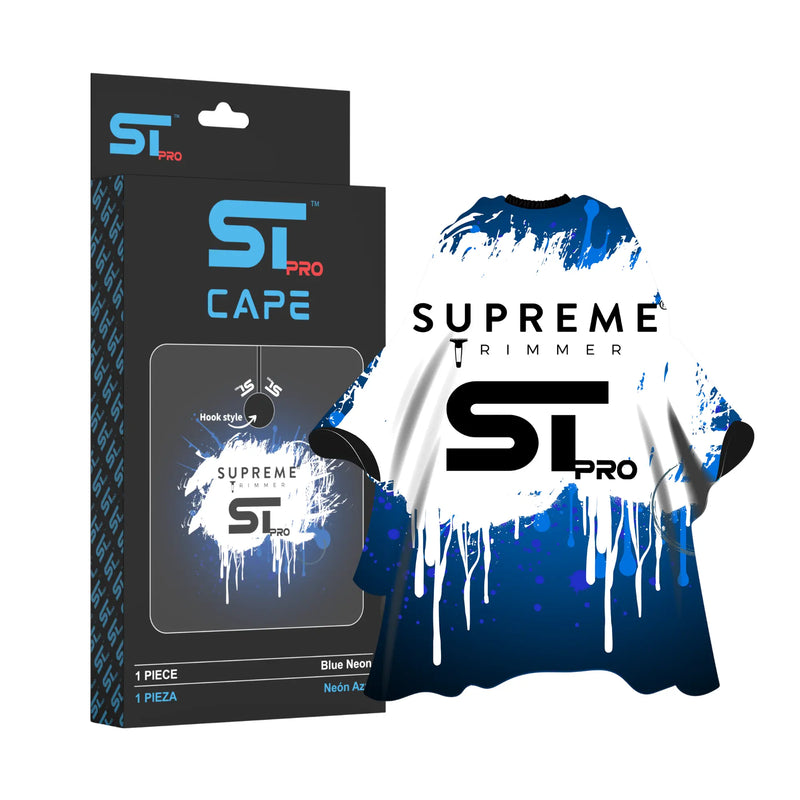 ST Pro Cape packaging with a blue and white design on a white background