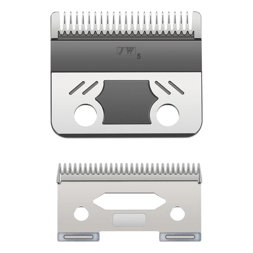 Two hair clipper blades on a white background