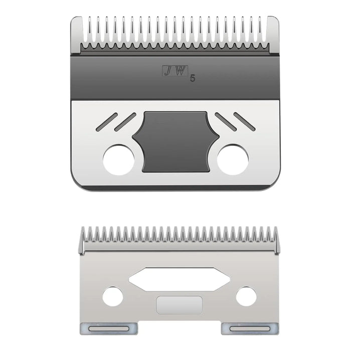 Two hair clipper blades on a white background