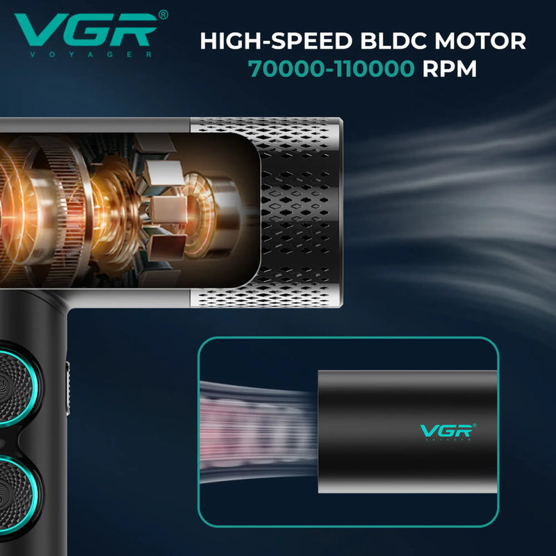 High Speed BLDC motor blowing on a blue background