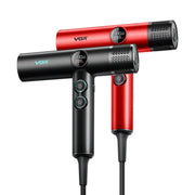 Black and red VGR hair dryers on a white background