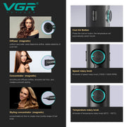 VRG hair dryer text with comparison photos specifying specs