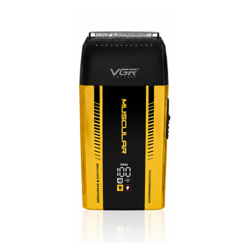 VGR yellow and black foil shaver on a white background