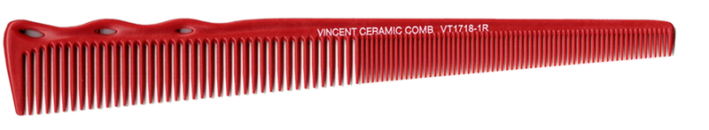 Vincent Ceramic Narrow Tapering Comb 7" Red #VT1718-1R