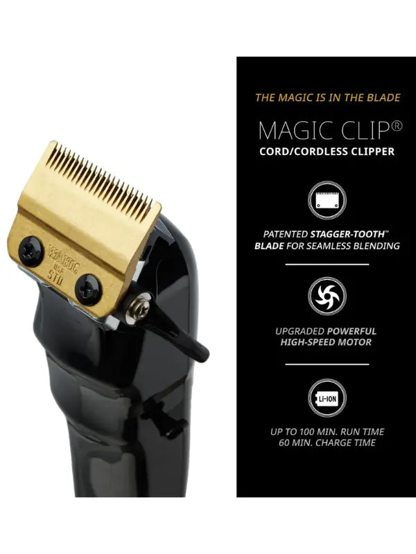 Wahl 5 Star Black Cordless Magic Clip Clipper: Powerful Titanium Wahl 5 Star Black Cordless Magic Clip Clipper: Powerful Titanium