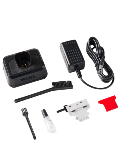 Wahl grooming kit with various attachments on a white background