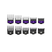 Andis AMP'D Magnetic Comb Set 564994 with five purple-labeled attachment combs