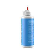 A white squeeze bottle with a blue label and a red nozzle tip, shown against a plain white background.