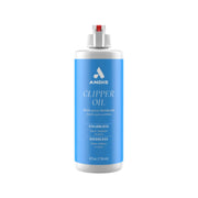A bottle of ANDIS Clipper Oil colorless and odorless hair clipper oil, featuring a bright blue label and a white spray nozzle, shown on a plain white background.