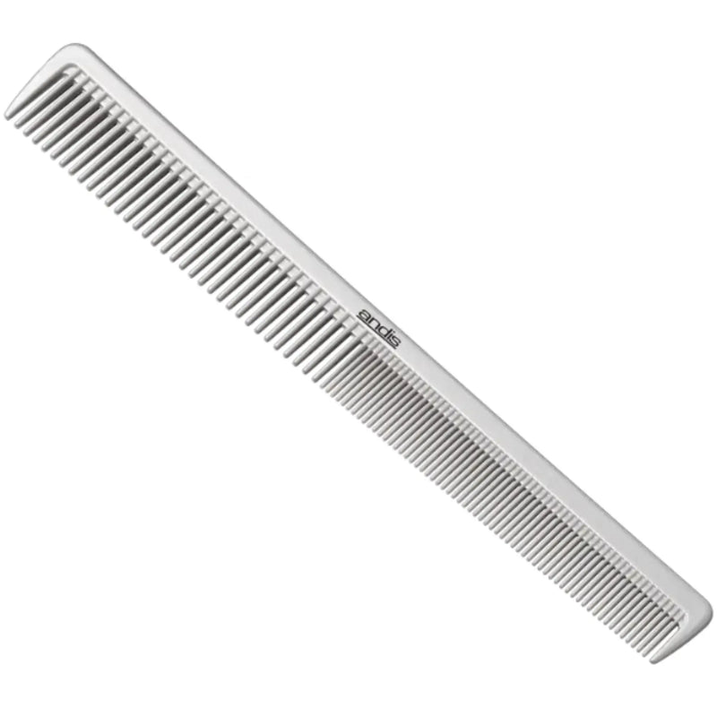 A white plastic hair comb with fine teeth, shown diagonally on a plain white background. The brand name 'BIC' is printed in black on the handle.