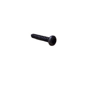 A single black wood screw with a Phillips head, shown on a plain white background.