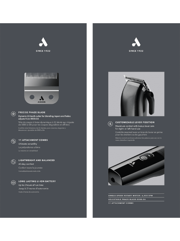 Andis Envy II Clipper - Lightweight with Adjustable Phaze Blade