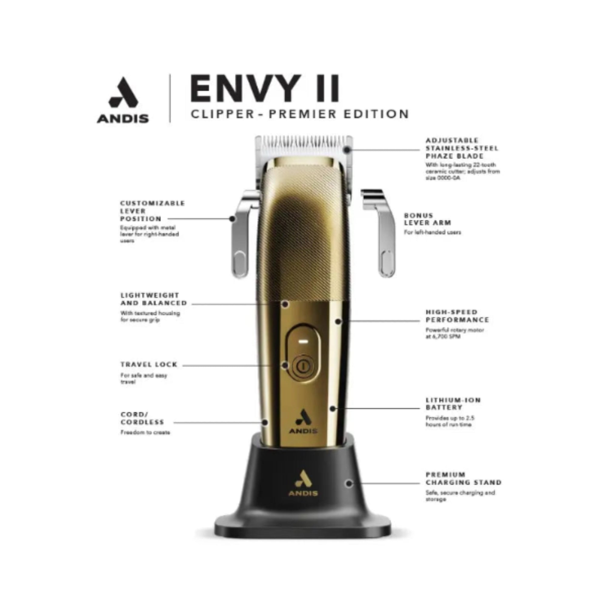 Andis Premier Edition Envy II Clipper #561566 — Vip Barber Supply