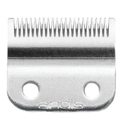 Metal clipper blade with comb teeth on a white background