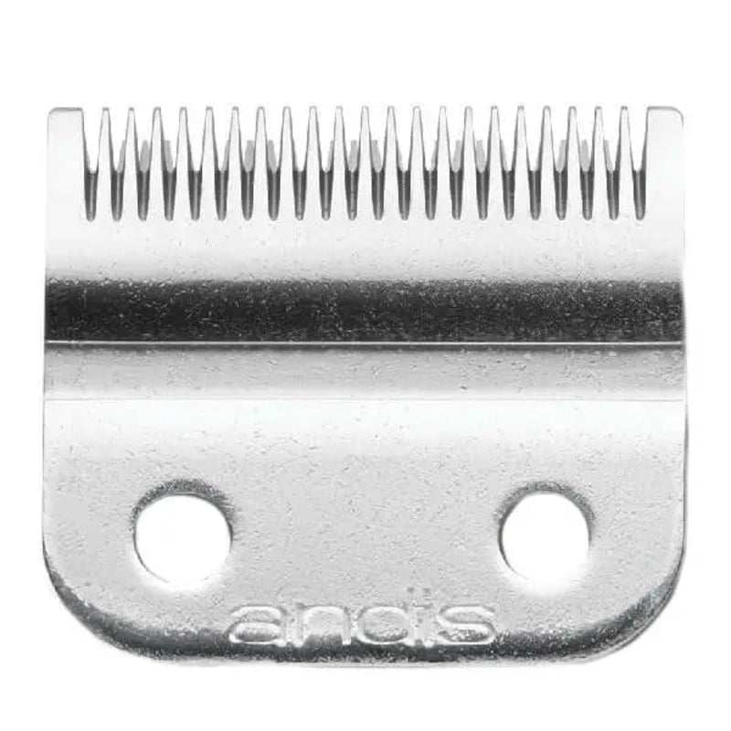 Metal clipper blade with comb teeth on a white background