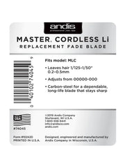 andis master cordless li replacement blade