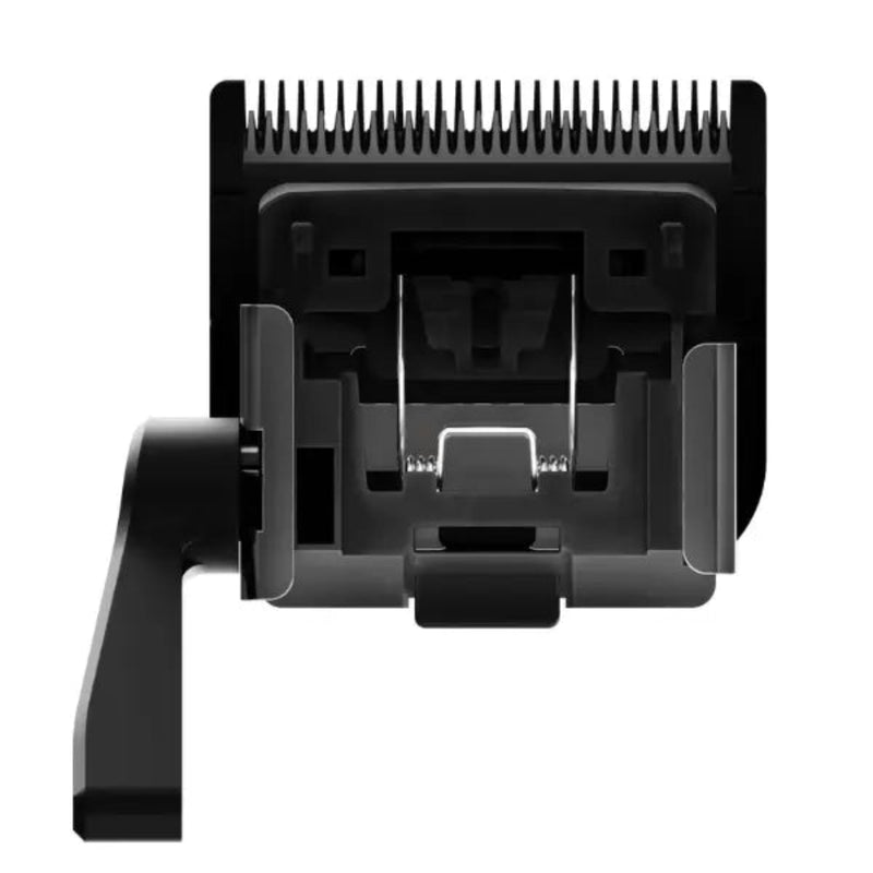 Black hair trimmer head on a white background