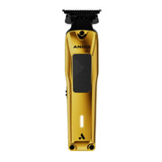 A gold metallic cordless hair clipper with a black cutting head and textured black grip panel, featuring the brand name ANDIS on the front, set against a solid white background.