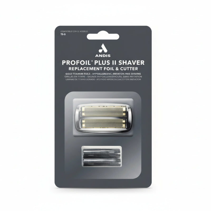 Shaver head with two gold blades on a black background