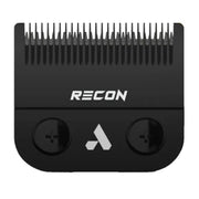 A black Recon hair clipper attachment with adjustable screws and a white logo on a plain white background.