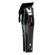 A black and silver ANDIS cordless hair clipper with a transparent window showing the battery inside, set against a plain white background.