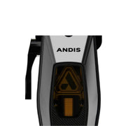 Close-up of an ANDIS bicycle reflector showing the front-facing amber lens and black mounting frame on a white background.