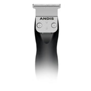 An Andis professional clipper shown vertically against a white background with a soft reflection below. The clipper features a black ergonomic handle and a silver metal head with the brand name 'ANDIS' printed on it.