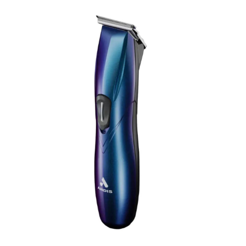 A handheld electric hair clipper with a metallic blue and purple gradient body, shown on a plain white background. The brand name 'Anadis' is printed near the bottom.