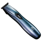 A handheld electric clipper trimmer with a metallic blue gradient handle and a black cutting head, shown on a plain white background.