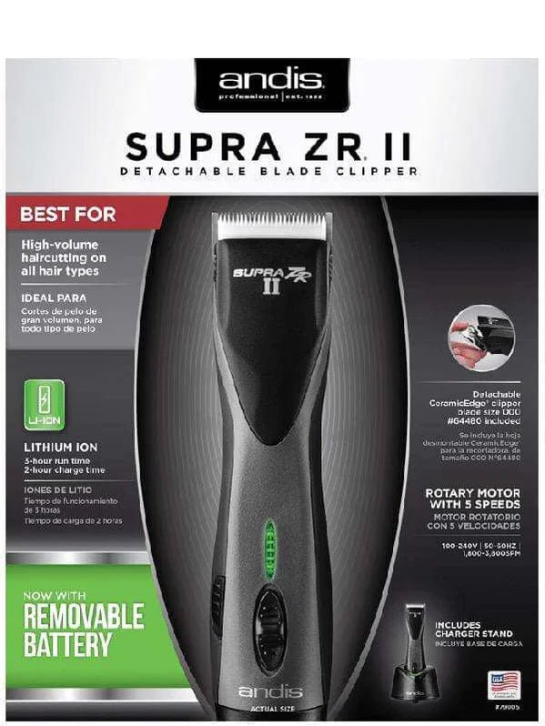 Andis Supra ZR II Cordless Dual Voltage Blade Clipper #79160 — Vip