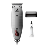 ANDIS cordless hair clipper shown with its black storage case and a tube of adhesive on a plain white background.