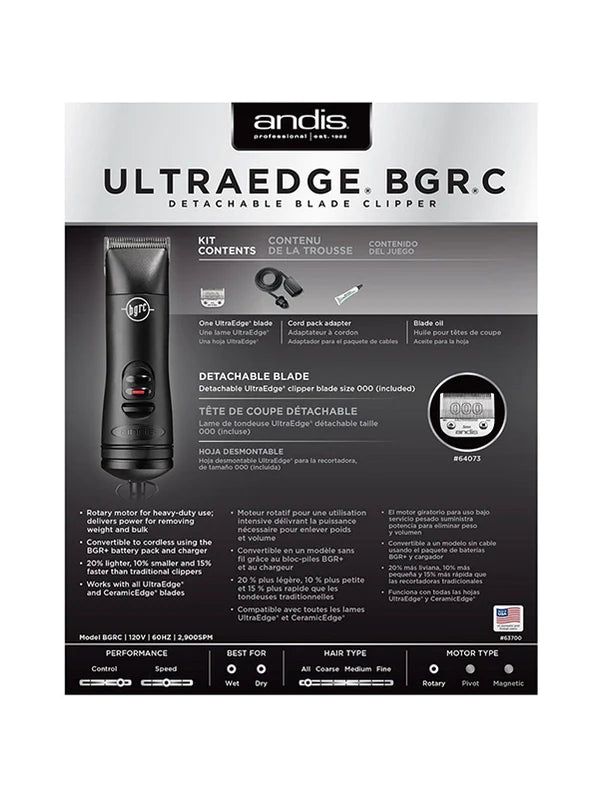 andis ultraedge bgrc professional detachable blade clipper black