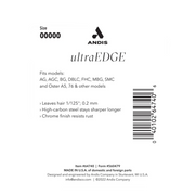 A white plastic retail card for Andis ultraEDGE nail clippers, showing product information, size 00000, a barcode, and fit notes for AG, AGC, BG, DBLC, FHC, MBG, SMC, Oster A5, and 76.