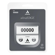 Andis ultraEDGE digital clipper size 00000 in its original retail blister packaging, showing the silver clipper inside a dark gray and white card sleeve.