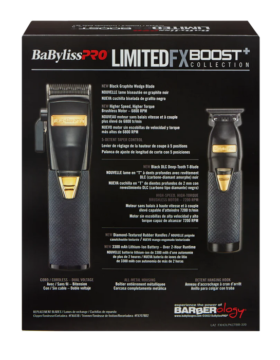 babyliss pro black fx boost limited edition clipper trimmer set  w charging base