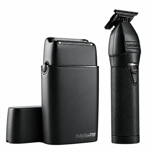 A black BaitinPRO electric trimmer and its matching charging dock on a solid white background.