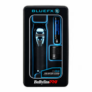 BaBylissPRO BlueFX Pro 8 grooming kit in its original retail packaging, featuring a black electric trimmer, a blue and black battery, and accessories inside a black box with blue and white branding.