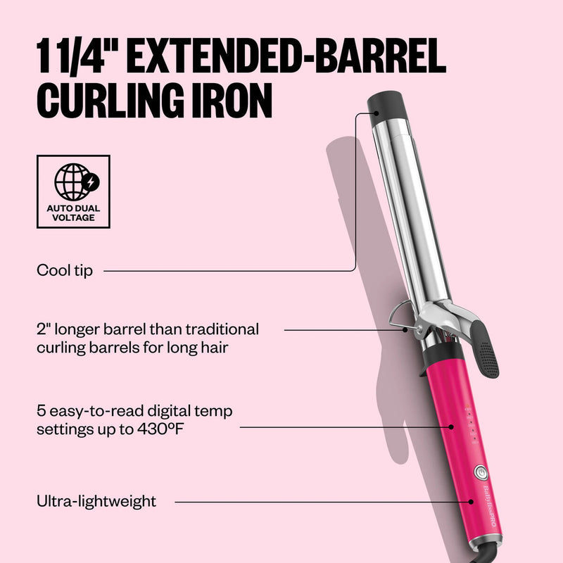 BaBylissPRO 1¼" Extended-Barrel Curling Iron Hot Pink #BNTW125XLHP