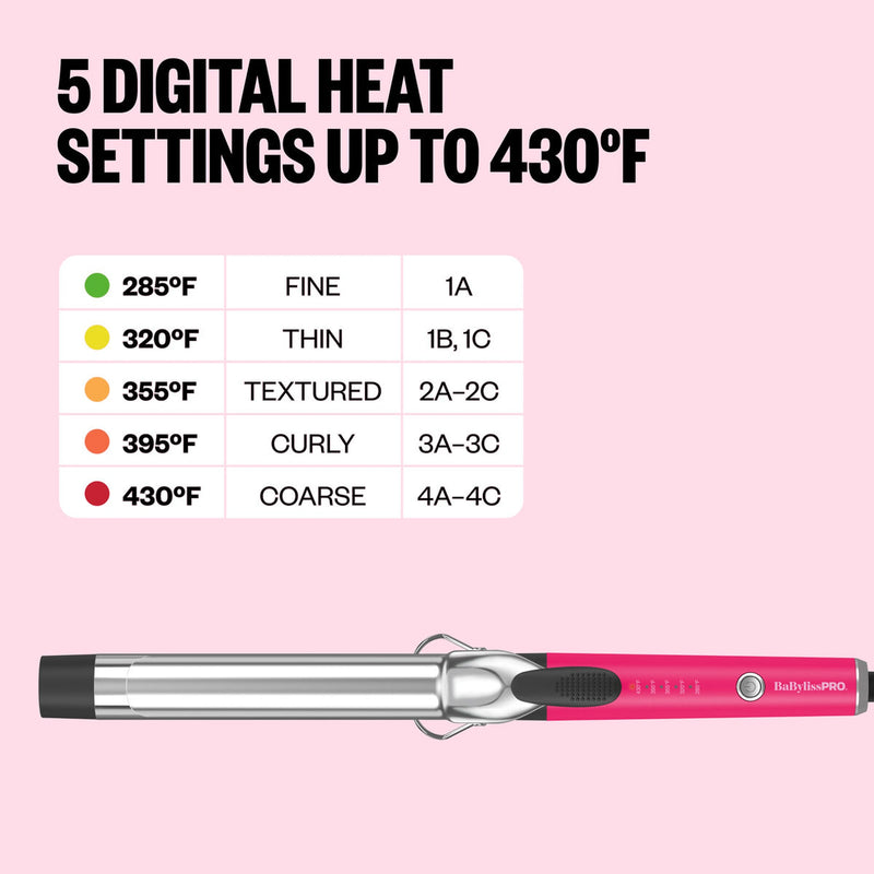 BaBylissPRO 1¼" Extended-Barrel Curling Iron Hot Pink #BNTW125XLHP