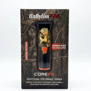 BaBylissPRO CoreFX Professional-Performance Trimmer in a Limited Edition camouflage pattern, shown in its retail packaging against a white background.