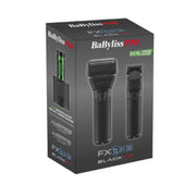 BaBylissPRO FXOne Black FX trimmer and shaver retail packaging box, showing the two black grooming devices pictured on the front against a white background.