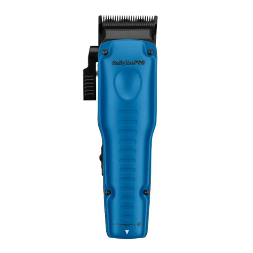 BaBylissPRO electric hair clippers in a matte blue color with a black cutting head and side lever, shown against a plain white background.