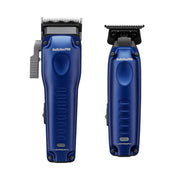 Two blue理发器 on a white background