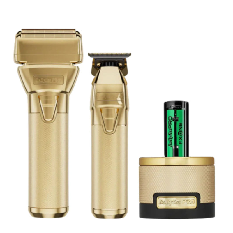 BaBylissPRO FXONE GOLDFX Prepack de rasuradora y patillera totalmente metálicas #FX1FSTGPK