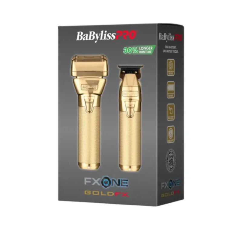 BaBylissPRO FXONE GOLDFX Prepack de rasuradora y patillera totalmente metálicas #FX1FSTGPK