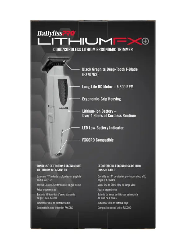 BaBylissPRO LithiumFX+ Limited Edition Cord/Cordless Ergonomic Trimmer